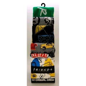 FRIENDS TV SERIES GRAPHIC SOCKS 6 PAIR CASUAL CREW 6 DESIGNS SHOE SZ 8-12 NIB